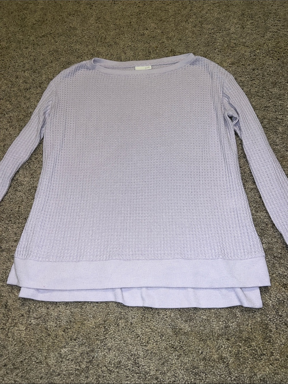 J. Jill Light Lavender Waffle Knit Crewneck Sweater